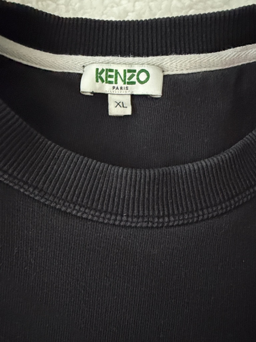 Kenzo Black Crewneck Sweatshirt with White Paris Logo - Picture 6 of 9